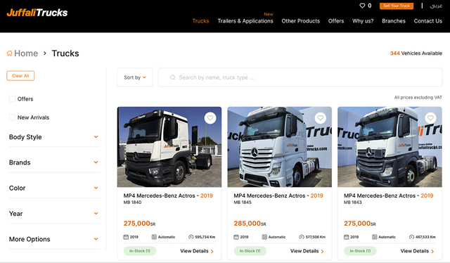 The website boasts an inventory of more than 1,000 trucks, trailers and applications. 